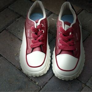 Women's Burgundy and White Sneakers